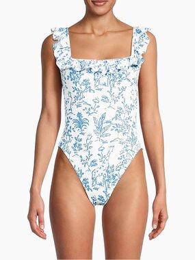 Lilly Pulitzer Resort White Tall Tales Print Aemma Ruffled One Piece Swimsuit 12